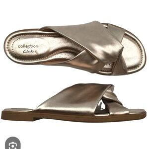 Clarks Women's Bronze Slide Sandals